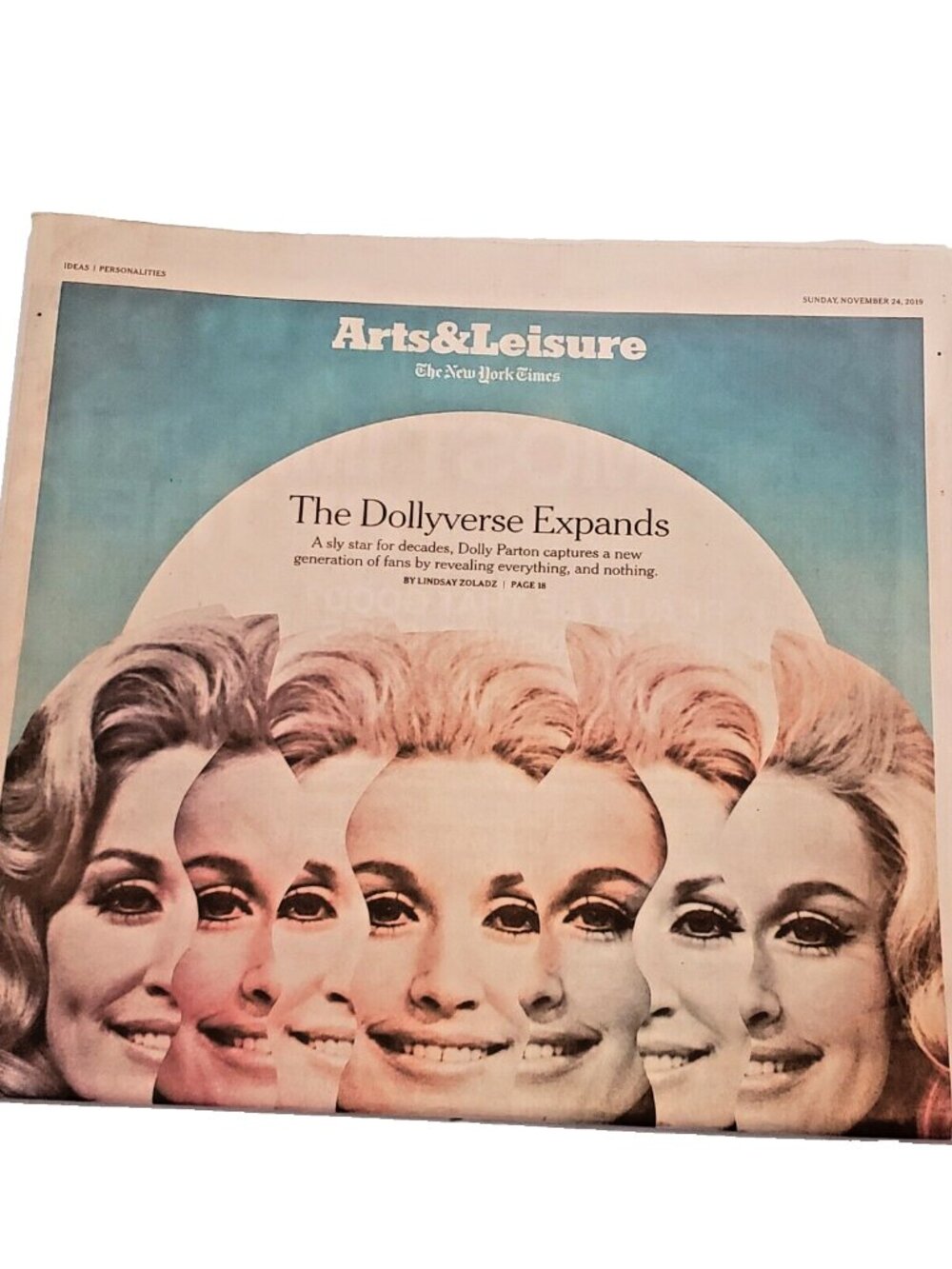 Dolly Parton New York Times November 24 2019 Arts & Leisure Dollyverse Expands